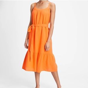 Gap Orange Tiered Midi Dress, Women’s Size Small